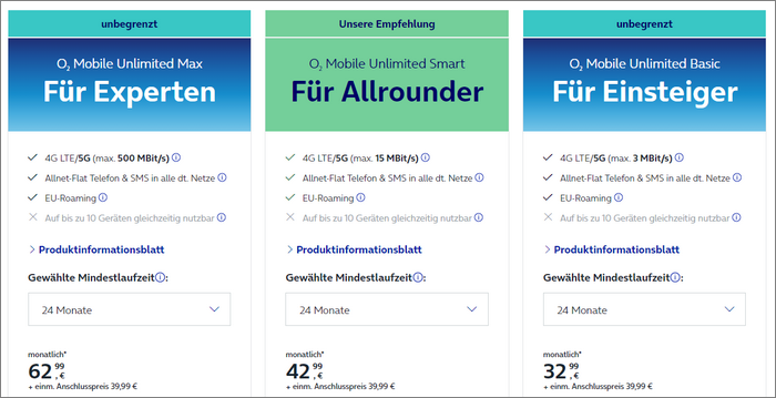 o2 Mobile Unlimited Vergleich