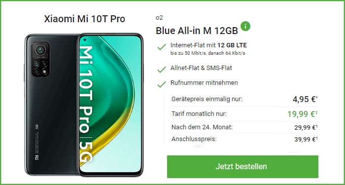 Xiaomi Mi 10T Pro 5G mit Vertrag DeinHandy