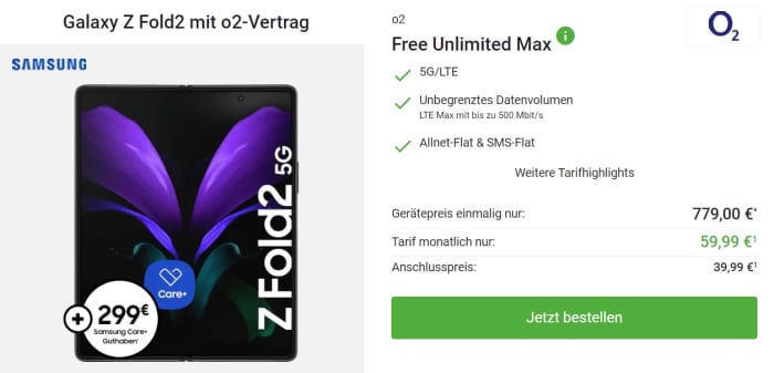 Galaxy Fold2 mit o2 Free Unlimited