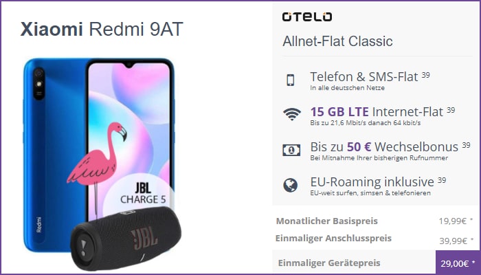 Xiaomi Redmi 9AT mit otelo Allnet Flat Classic bei FLYmobile