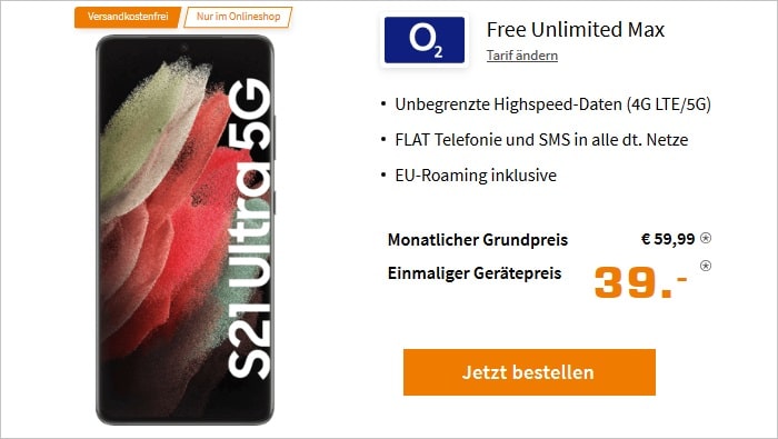 ⭐ Samsung Galaxy S21 Ultra 5G + o2 Free Unlimited eff. 5