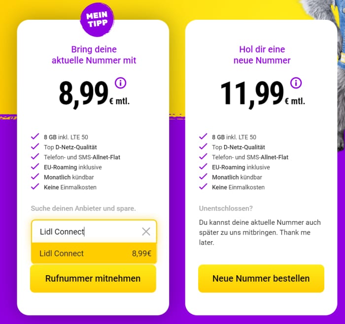 SIMon mobile durch Portierung Bestpreis