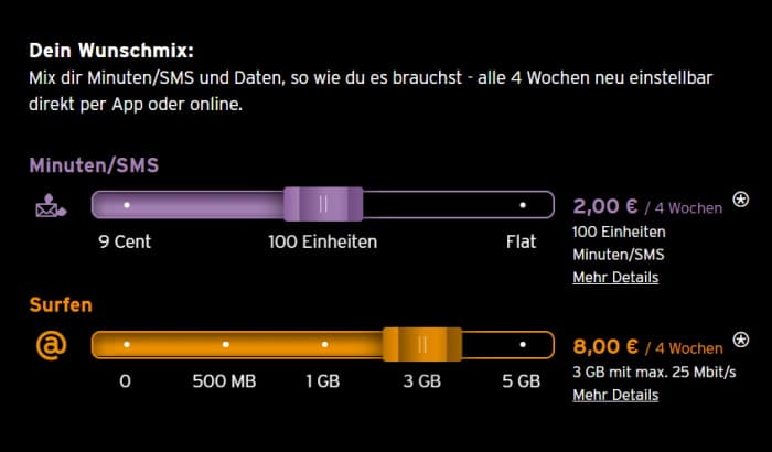 congstar Prepaid Wunschmix mit LTE