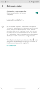 Motorola Edge 20 Pro - Optimiertes Laden aktiviert