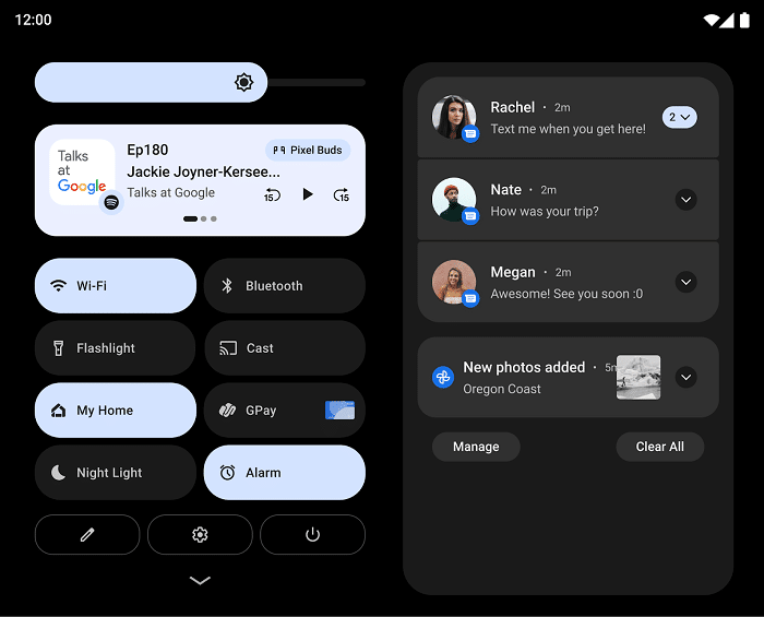 Benachrichtigungen in Android 12L