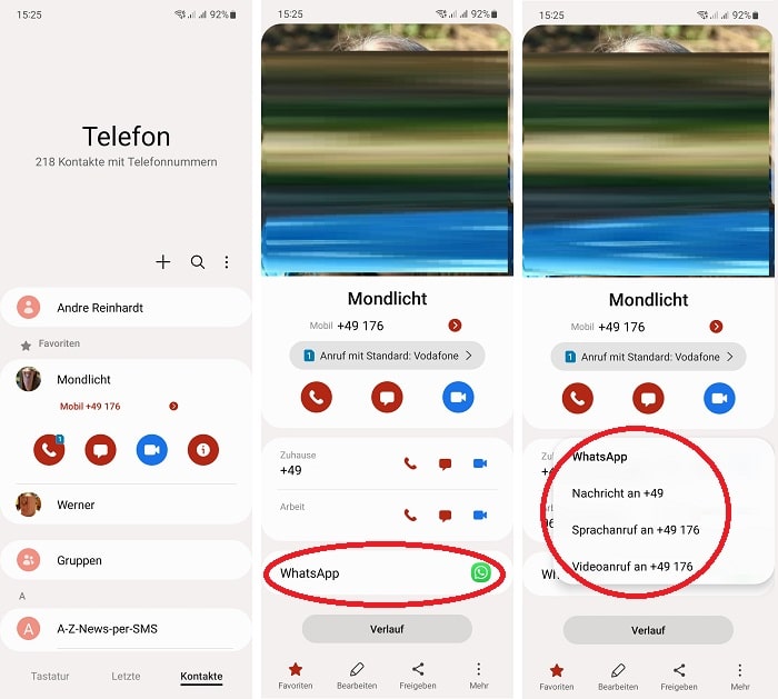 Telefonieren über das Adressbuch