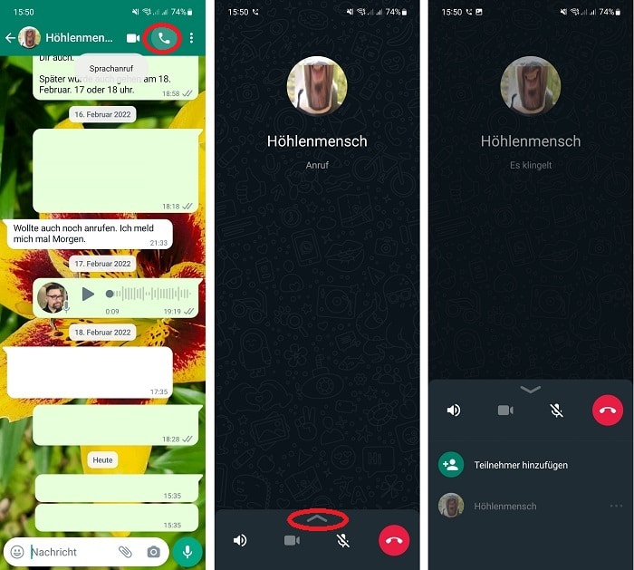 Telefonieren mit einer Person