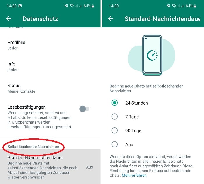 Selbstlöschende Nachrichten