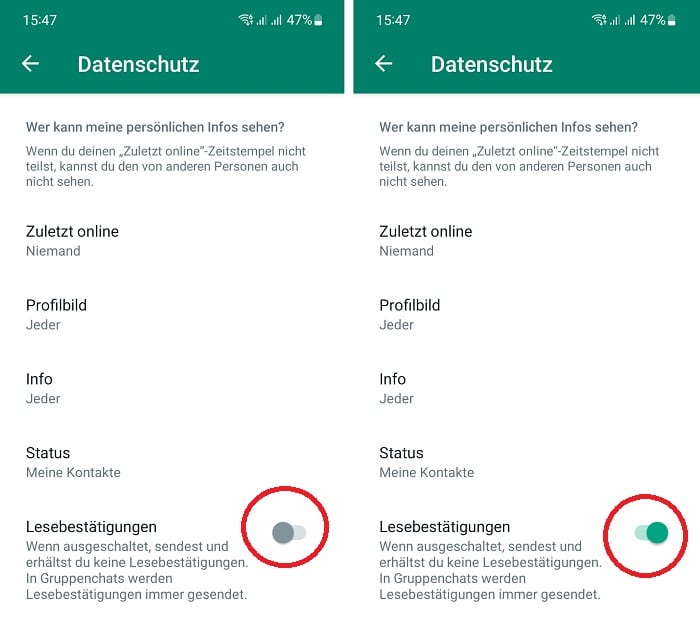 Blaue Haken in WhatsApp