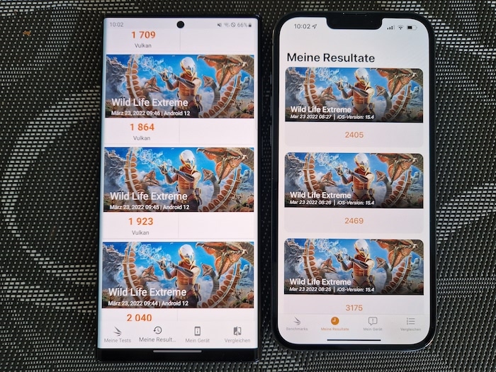Samsung Galaxy S22 Ultra Exynos 2200 vs iPhone 13 Pro Max 3DMark