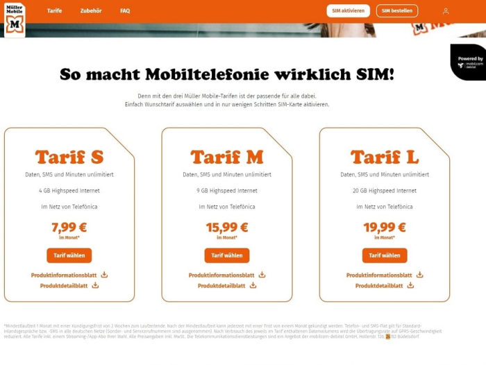 Müller Mobile: Tarife im Überblick
