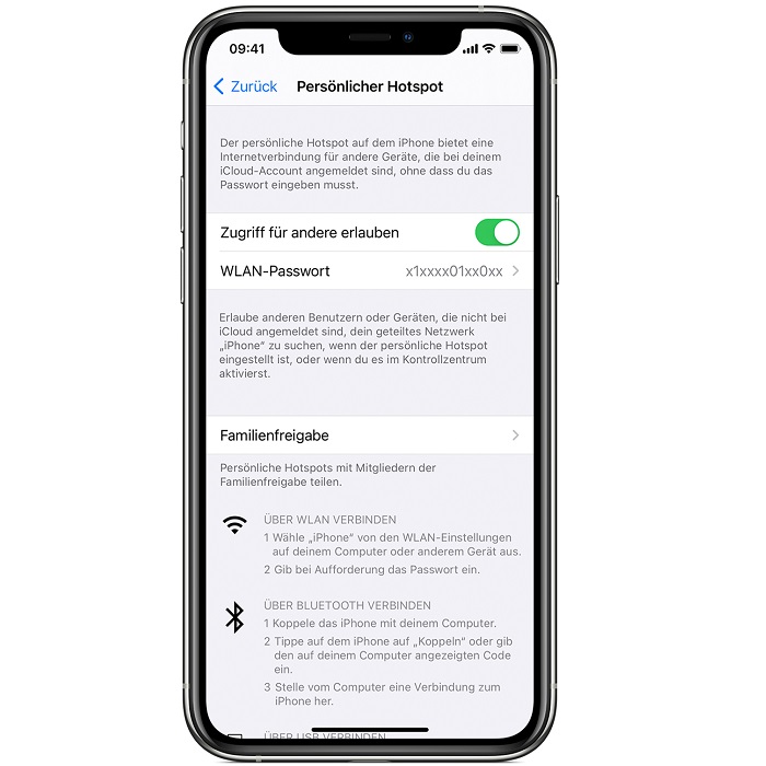 Mobiler Hotspot am iPhone