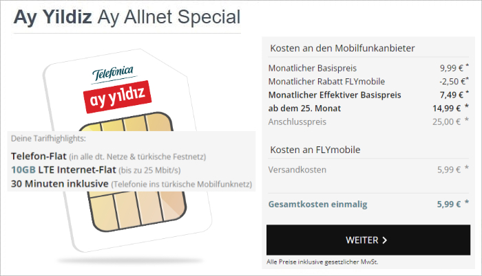 Ay Yildiz Ay Allnet Special bei FLYmobile