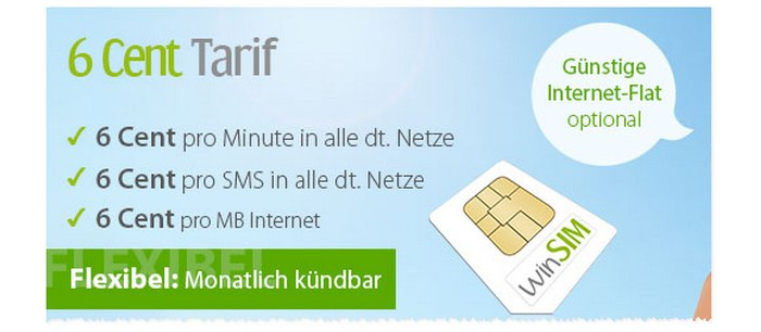 winsim 6 cent tarif