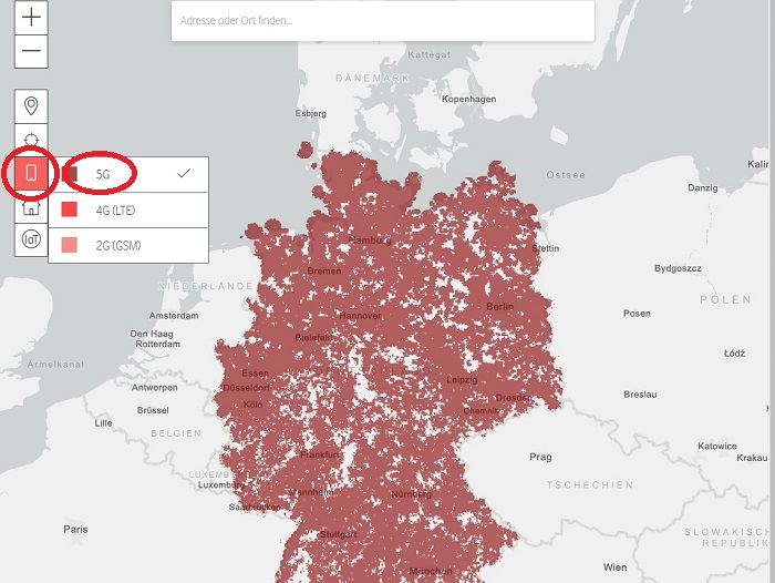 Vodafone-Netzwerkkarte