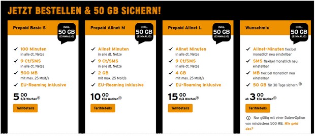 congstar: 50 GB Datenvolumen geschenkt (Prepaid)