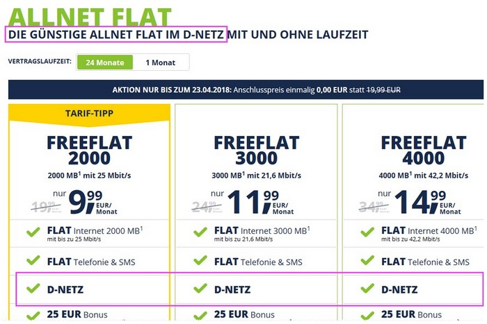 freenet mobile im D-Netz freenet mobile im D-Netz