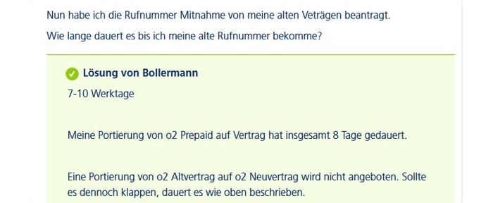 Rufnummernmitnahme von o2 zu o2