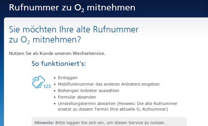 Rufnummernmitnahme zu o2 Rufnummernmitnahme zu o2