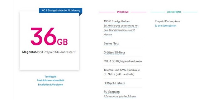 Magenta Prepaid Jahrespaket Magenta Prepaid Jahrespaket
