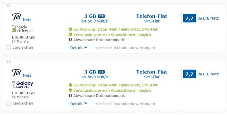 handyvertrag.de Tarife bei Check24