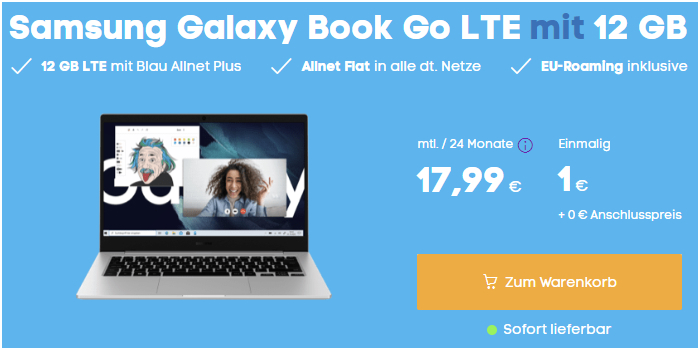Samsung Galaxy Book Go LTE + Blau Allnet Plus