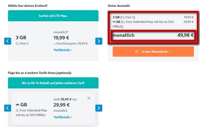 o2 Mehrkartenkonfigurator o2 Mehrkartenkonfigurator
