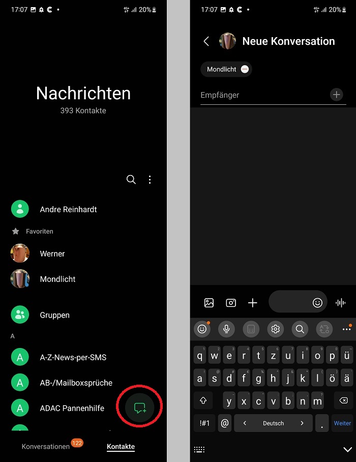 RCS starten mit Samsung Messages