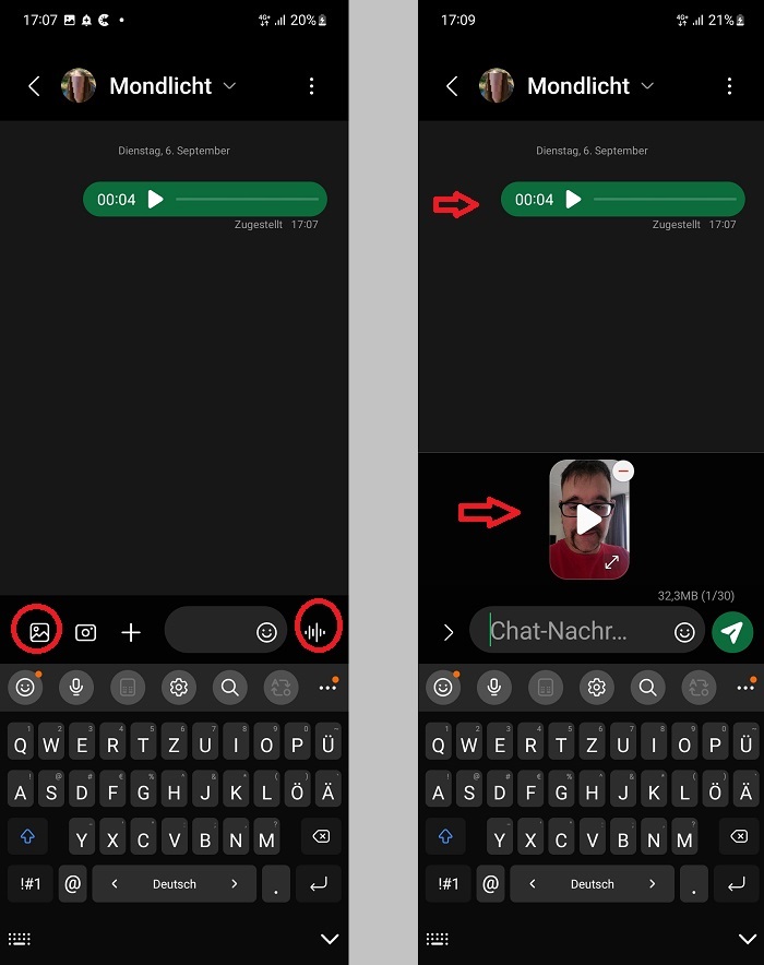 Mediendateien mit Samsung Messages
