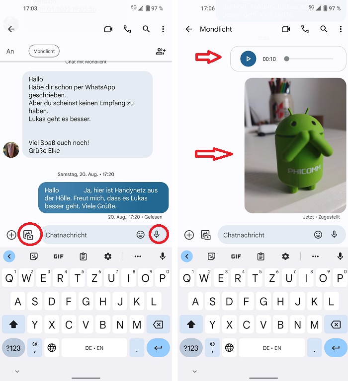 Mediendateien mit Google Messages