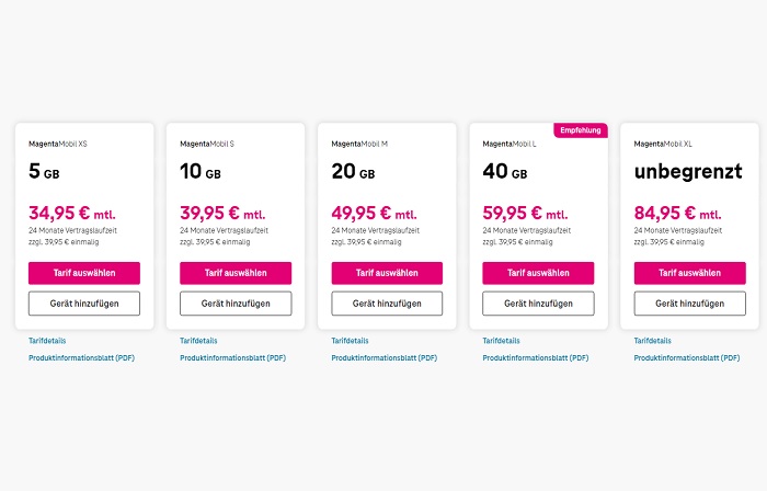 MagentaMobil der Telekom