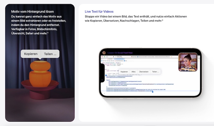 In iOS 16 Objekte in Bildern freistellen