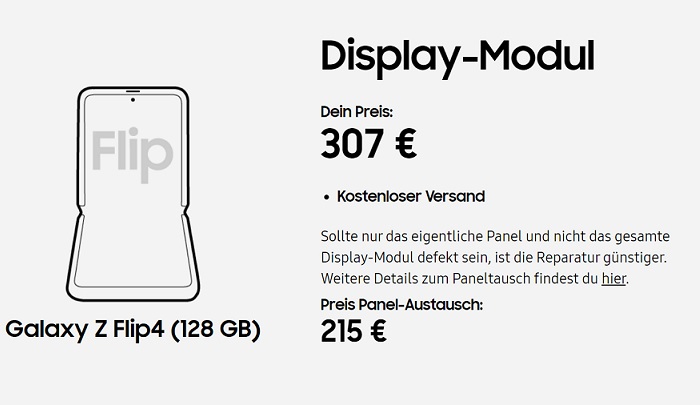 Preise: Flip-4-Displayreparatur