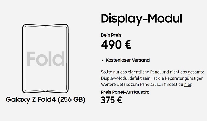 Preise: Fold-4-Displayreparatur