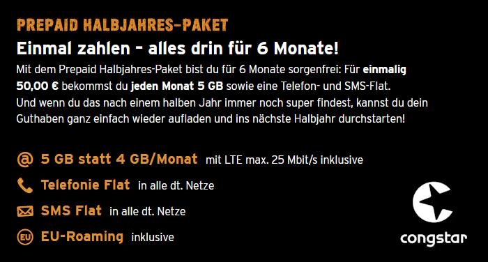 congstar Halbjahrspaket - Header