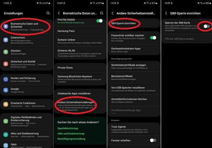 SIM-Karten-PIN bei Samsung-Handys abschalten