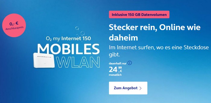 o2 startet my Home 150 Homespot-Tarif