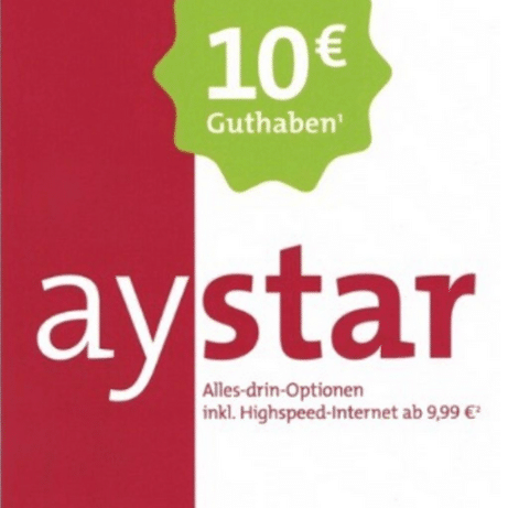 AY YILDIZ Prepaid-Karte aystar mit 10 € Guthaben gratis