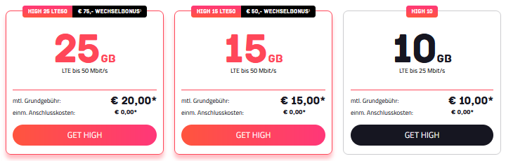 HIGH Tarife neu