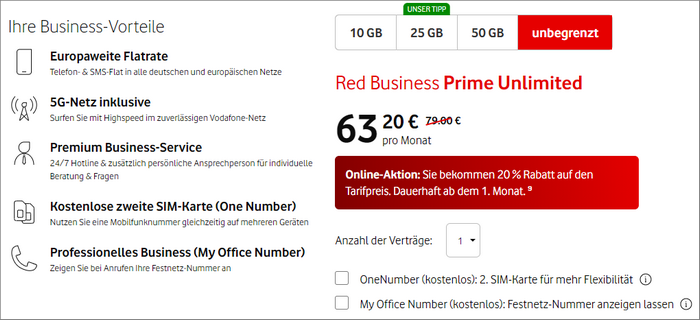Vodafone Red Business Prime Unlimited