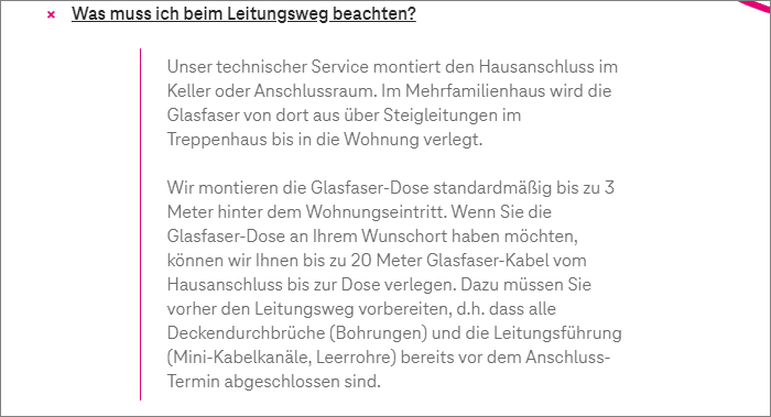Telekom: Letzte Meile bei Glasfaser-Anschlüssen Telekom: Letzte Meile bei Glasfaser-Anschlüssen