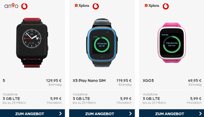 Kinder-Smartwatch mit Vodafone-Tarif