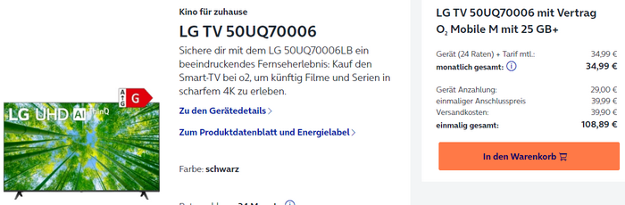 LG-TV mit o2-Deal