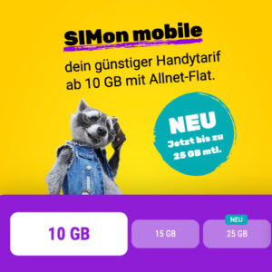 SIMon mobile Zubuchoptionen