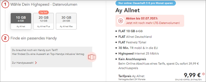 Ay Yildiz Allnet Flat Buchen Prepaid Ay Yildiz Allnet-Flat: 10 GB SIM-only + Türkei-Freiminuten 9,99