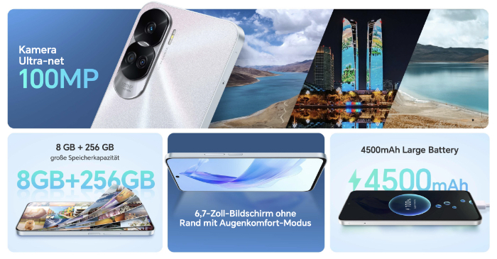 Honor 90 Lite - Featureliste - mit Tarif in den Netzen von Telekom, Vodafone und o2 Telefónica