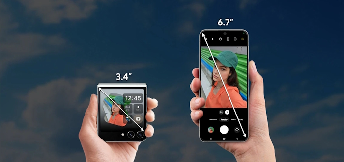 Samsung Galaxy Z Flip 5 - zwei Bildschirme - mit Vertrag in den Netzen von Telekom, Vodafone und o2 Telefónica