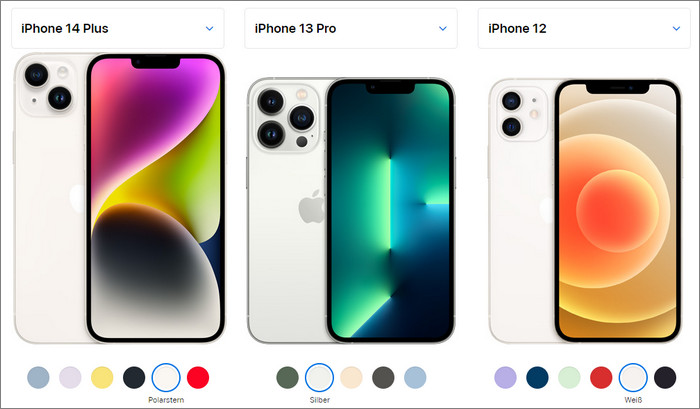 iPhone Polarstern und Silber Farbe