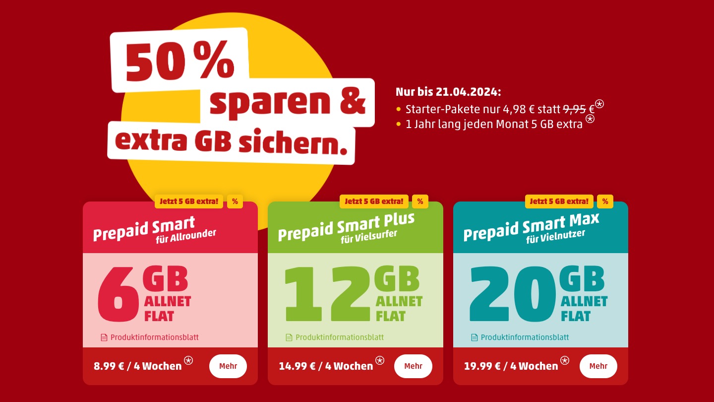 Penny Mobil PrepaidTarife im 11 GB für 8,99