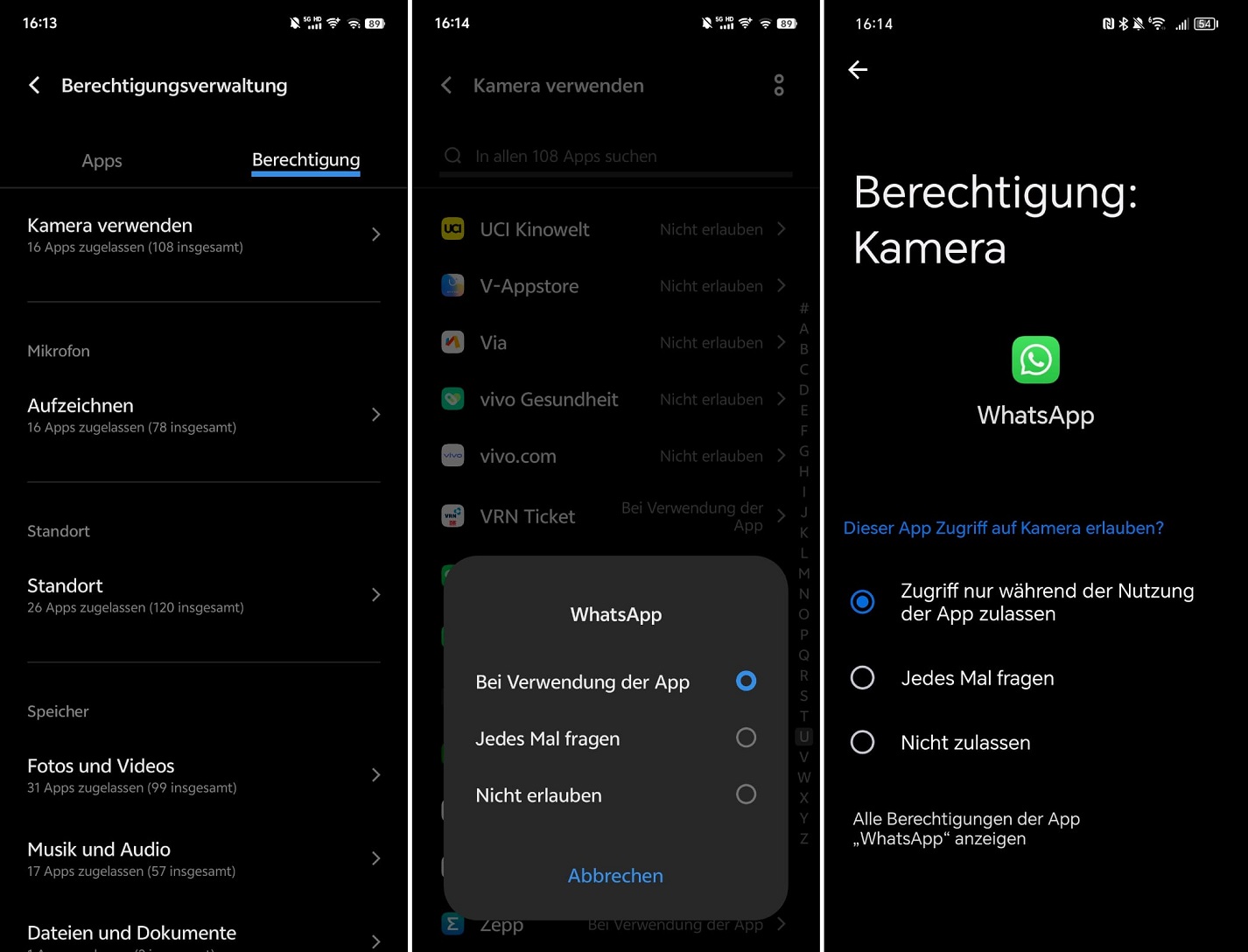 Berechtigungsverwaltung in Android